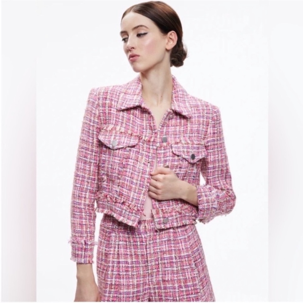 Alice + Olivia Pink Tweed Blazer